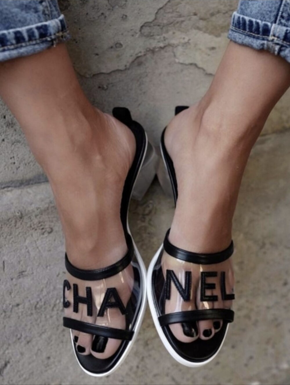 🤩CHANEL🤩19S PVC Transparent Mules Slides Sandals